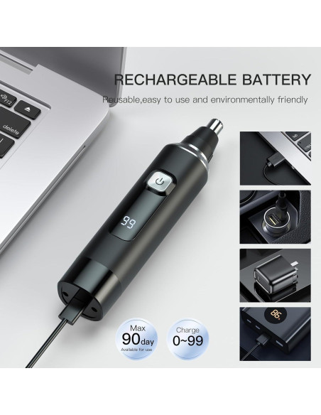 Recortador de Vello Nasal y Orejas Ginity 2 en 1 Recargable Recortador de Vello Nasal y Orejas Ginity 2 en 1 Recargable