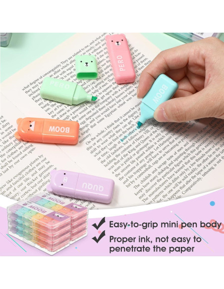 Set de 60 Mini Bolígrafos y Resaltadores Kawaii Fuutreo Set de 60 Mini Bolígrafos y Resaltadores Kawaii Fuutreo