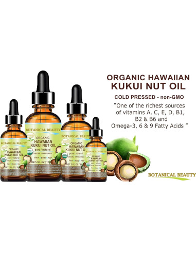 Aceite de Nuez de Kukui Orgánico 100% Puro 15 ml - Belleza Botánica