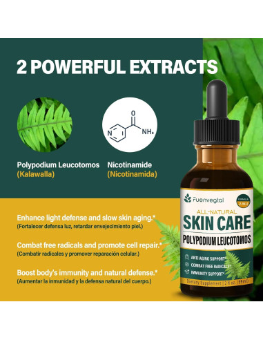 Gotas Polypodium Leucotomos Fuenvegtal 59.15ml Antienvejecimiento
