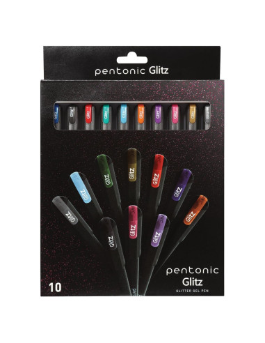 Set de Bolígrafos de Gel Brillantes Pentonic - 10 Colores, Punta 1.0 mm