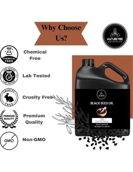 Aceite de Semilla Negra Naturevibe 907g Prensado en Frío Omega 3 6 9 Aceite de Semilla Negra Naturevibe 907g Prensado en Frío Omega 3 6 9