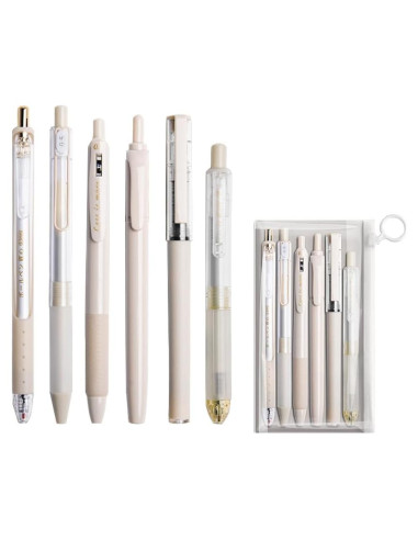 Set de 6 bolígrafos de gel pastel VideMundi con resaltador