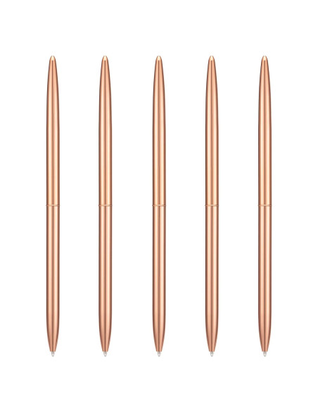 Juego de 5 bolígrafos metálicos Wikult Oro Rosa 1.0mm tinta negra Juego de 5 bolígrafos metálicos Wikult Oro Rosa 1.0mm tinta negra
