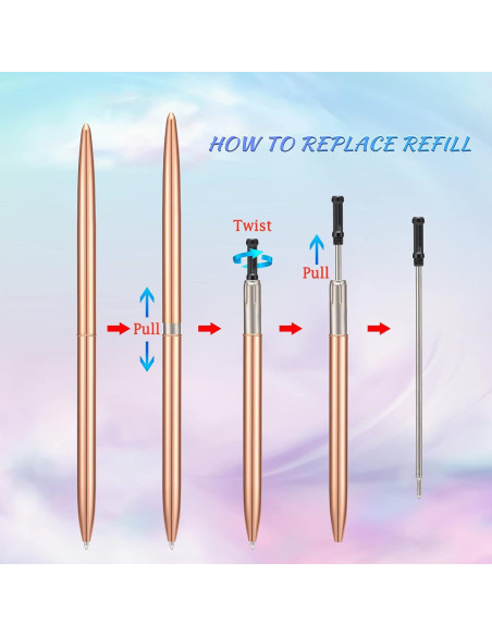 Juego de 5 bolígrafos metálicos Wikult Oro Rosa 1.0mm tinta negra Juego de 5 bolígrafos metálicos Wikult Oro Rosa 1.0mm tinta negra