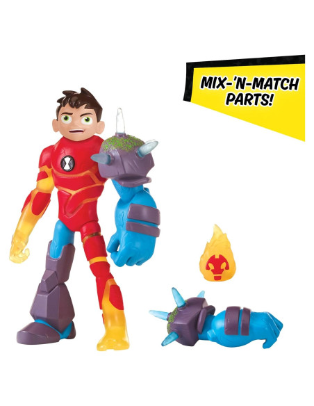 Figura de Acción Ben 10 Omni-Glitch Heroes Heatblast Shock Rock