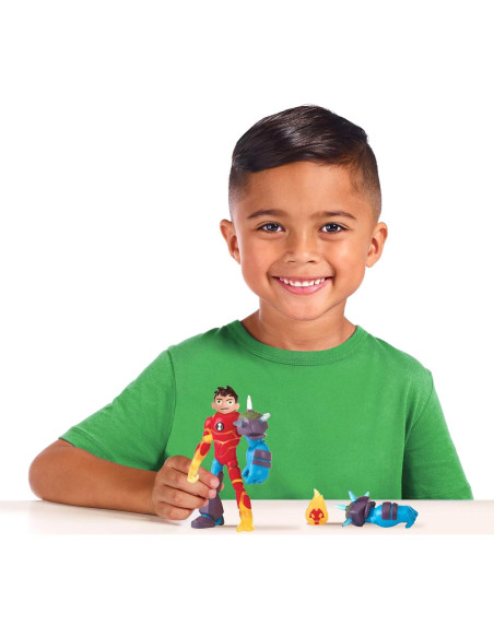 Figura de Acción Ben 10 Omni-Glitch Heroes Heatblast Shock Rock