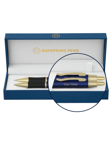 Conjunto de Bolígrafo y Lápiz Personalizado Días de Primavera Monroe Azul Conjunto de Bolígrafo y Lápiz Personalizado Días de Primavera Monroe Azul