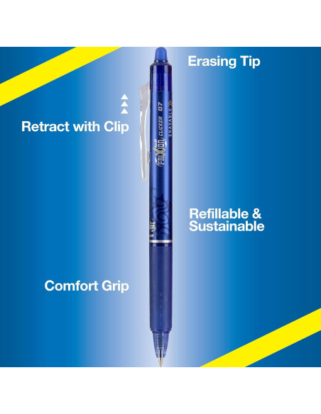 Bolígrafos Borrables Pilot FriXion Clicker 0.7mm - Paquete de 3 Bolígrafos Borrables Pilot FriXion Clicker 0.7mm - Paquete de 3