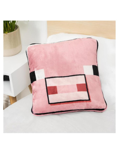Cojín Manta 2-en-1 Paladone Minecraft Cerdo Rosa 120x150cm
