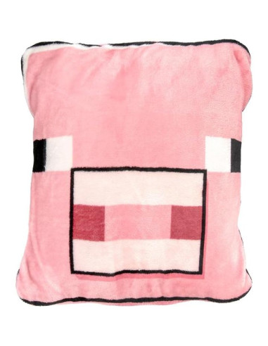 Cojín Manta 2-en-1 Paladone Minecraft Cerdo Rosa 120x150cm