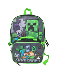 Mochila Minecraft Creeper 40.6 cm + Bolsa Almuerzo Niños 2