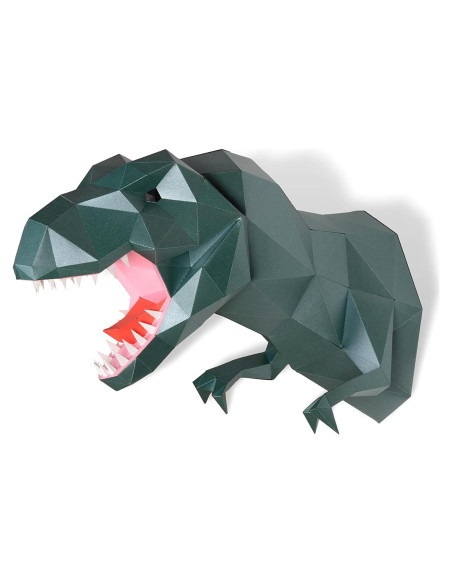 Trofeo de Tyrannosaurus rex DIY - Escultura de Papel 3D Verde Trofeo de Tyrannosaurus rex DIY - Escultura de Papel 3D Verde