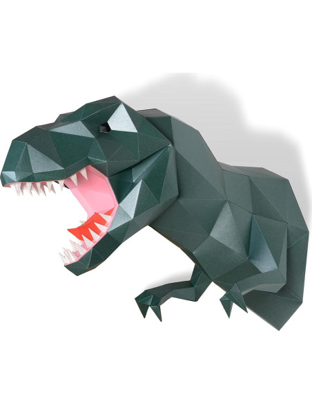 Trofeo de Tyrannosaurus rex DIY - Escultura de Papel 3D Verde Trofeo de Tyrannosaurus rex DIY - Escultura de Papel 3D Verde
