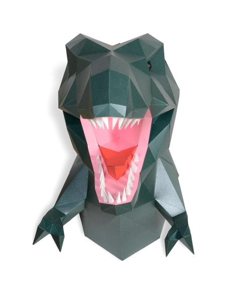 Trofeo de Tyrannosaurus rex DIY - Escultura de Papel 3D Verde Trofeo de Tyrannosaurus rex DIY - Escultura de Papel 3D Verde