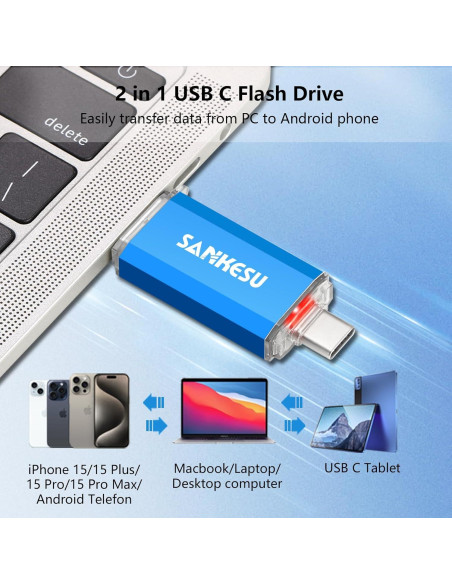 Unidad Flash USB 3.1 SANKESU 64GB Type C y A Plata/Azul Unidad Flash USB 3.1 SANKESU 64GB Type C y A Plata/Azul