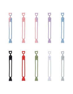 10 Sujetadores de Cable de Silicona Fukaisu Coloridos 10.5cm