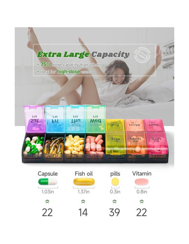 Organizador de Pastillas Extra Grande Colorwing AM PM 7 Días