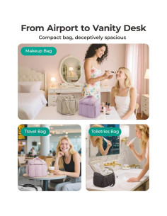 Neceser Grande BAGSMART Rosa para Maquillaje y Viaje 29x23x17cm 2