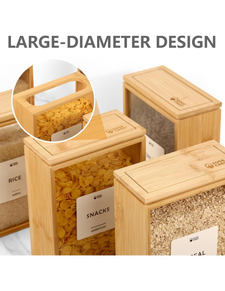 Dispensador de Alimentos 2L EdgeCrest de Bambú Hermético Dispensador de Alimentos 2L EdgeCrest de Bambú Hermético