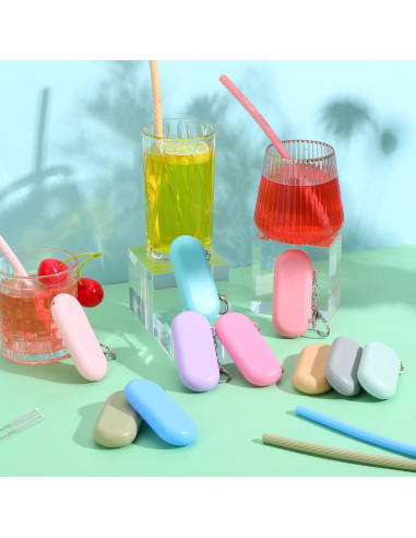Juego de 10 Pajitas de Silicona Reutilizables Zisiueel 20 cm