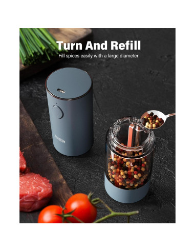 Molinillos Eléctricos de Sal y Pimienta TOMEEM Acero Inoxidable Azul