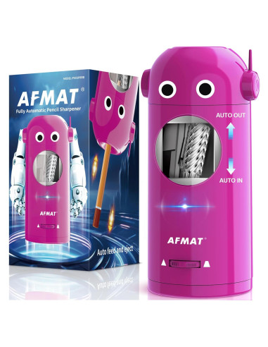 Sacapuntas Eléctrico AFMAT Robot 7-11.5mm Recargable Púrpura