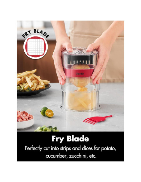 Cortador de Papas Fritas Geedel Manual con 3 Cuchillas Afiladas Cortador de Papas Fritas Geedel Manual con 3 Cuchillas Afiladas