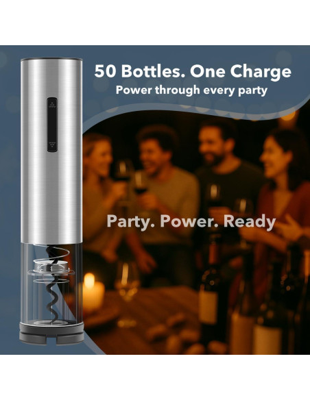 Abridor de Vino Eléctrico QIKPCK Recargable USB-C Acero Inoxidable Abridor de Vino Eléctrico QIKPCK Recargable USB-C Acero Inoxidable