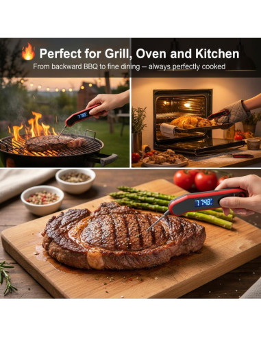 Termómetro Digital de Carne ThermoX, Precisión +/-0.3C, IP67