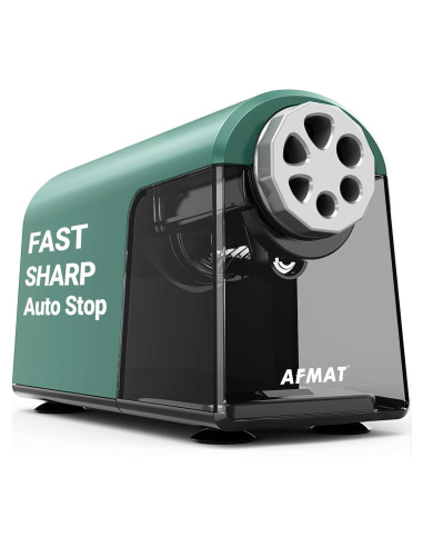 Sacapuntas Eléctrico AFMAT Verde 6 Agujeros Ahorra Lápices