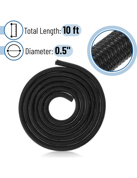 Funda de gestión de cables Bates 10 pies 1/2" (1.27 cm) Funda de gestión de cables Bates 10 pies 1/2" (1.27 cm)