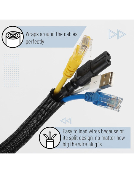 Funda de gestión de cables Bates 10 pies 1/2" (1.27 cm) Funda de gestión de cables Bates 10 pies 1/2" (1.27 cm)