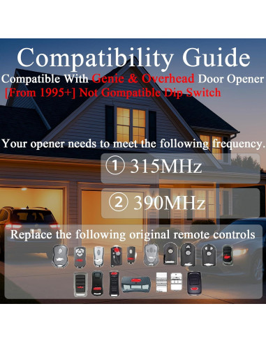 Control Remoto Genie Overhead G3T-R G3T-BX G3T-A 150ft
