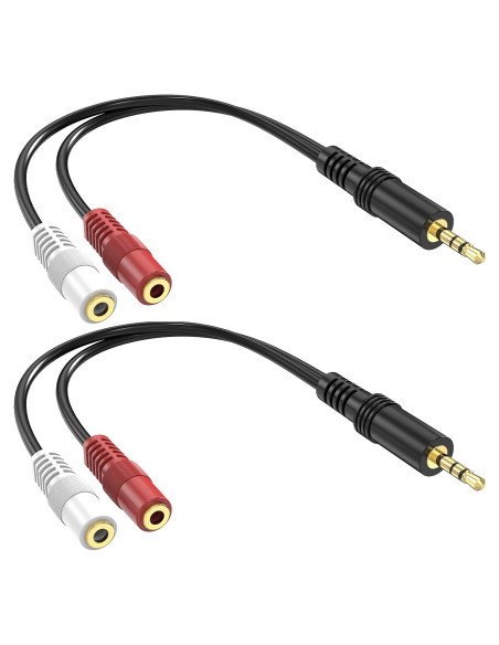 Cable divisor de audio 3.5mm TRS a 2 TS hembra RFAdapter 15.24cm Cable divisor de audio 3.5mm TRS a 2 TS hembra RFAdapter 15.24cm