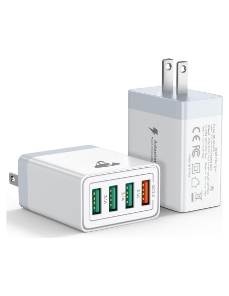 Cargador de Pared USB Aioneus 40W 4 Puertos para iPhone y Android Cargador de Pared USB Aioneus 40W 4 Puertos para iPhone y Android