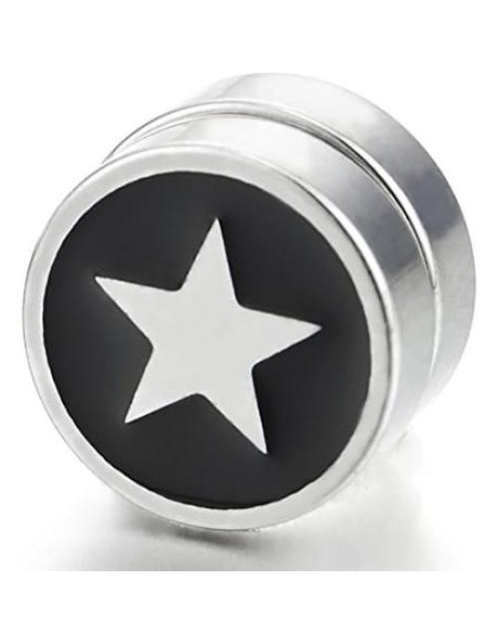 Pendiente Magnético de Estrella 10MM Acero Inoxidable Esmalte Negro Pendiente Magnético de Estrella 10MM Acero Inoxidable Esmalte Negro