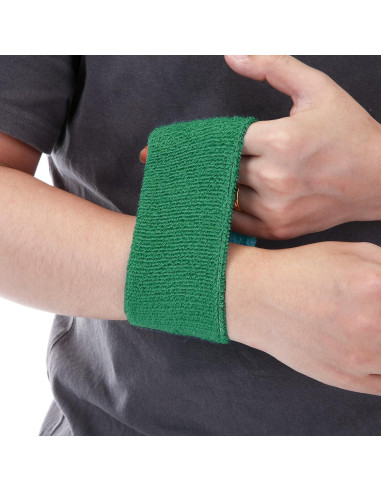 Paquete de 12 Muñequera Deportiva Bememo Verde Oscuro 8x8 cm