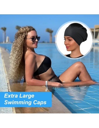 Gorro de Natación Extra Grande AMFUN de Silicona Negro