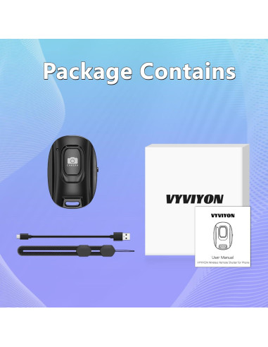 Disparador Remoto de Cámara Bluetooth VYVIYON Negro Recargable