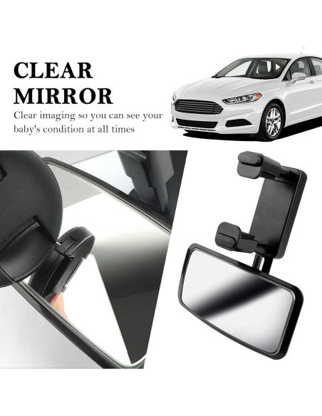 Espejo Retrovisor para Bebé Aokdom Ajustable 360 Negro Espejo Retrovisor para Bebé Aokdom Ajustable 360 Negro