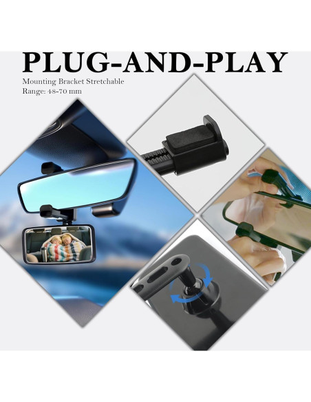 Espejo Retrovisor para Bebé Aokdom Ajustable 360 Negro Espejo Retrovisor para Bebé Aokdom Ajustable 360 Negro