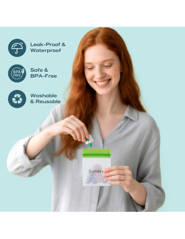 Juego de 7 Bolsas de Píldoras Reutilizables Lerine
