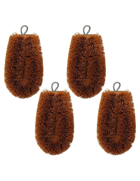 Cepillos de Fregar Vegetales Sawysine - 4 Piezas de Coco Natural Cepillos de Fregar Vegetales Sawysine - 4 Piezas de Coco Natural