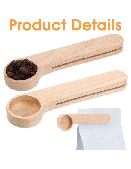 Set de 12 Cucharas de Madera con Clip Sello para Café Set de 12 Cucharas de Madera con Clip Sello para Café