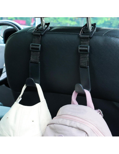 Ganchos para Reposacabezas de Coche Amooca 4 Pack Negro