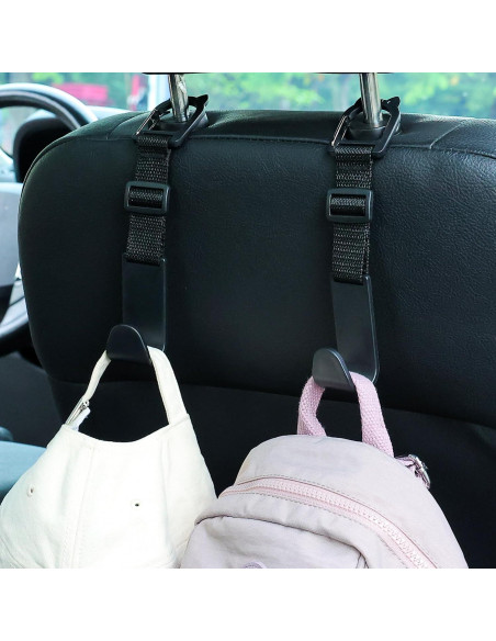 Ganchos para Reposacabezas de Coche Amooca 4 Pack Negro Ganchos para Reposacabezas de Coche Amooca 4 Pack Negro