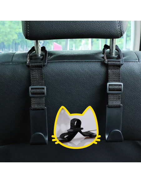Ganchos para Reposacabezas de Coche Amooca 4 Pack Negro Ganchos para Reposacabezas de Coche Amooca 4 Pack Negro