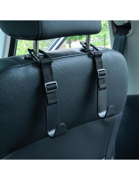 Ganchos para Reposacabezas de Coche Amooca 4 Pack Negro Ganchos para Reposacabezas de Coche Amooca 4 Pack Negro