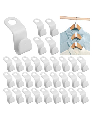 Ganchos Conectores para Ropa WTIGRD 50PCS Blanco Ahorra Espacio